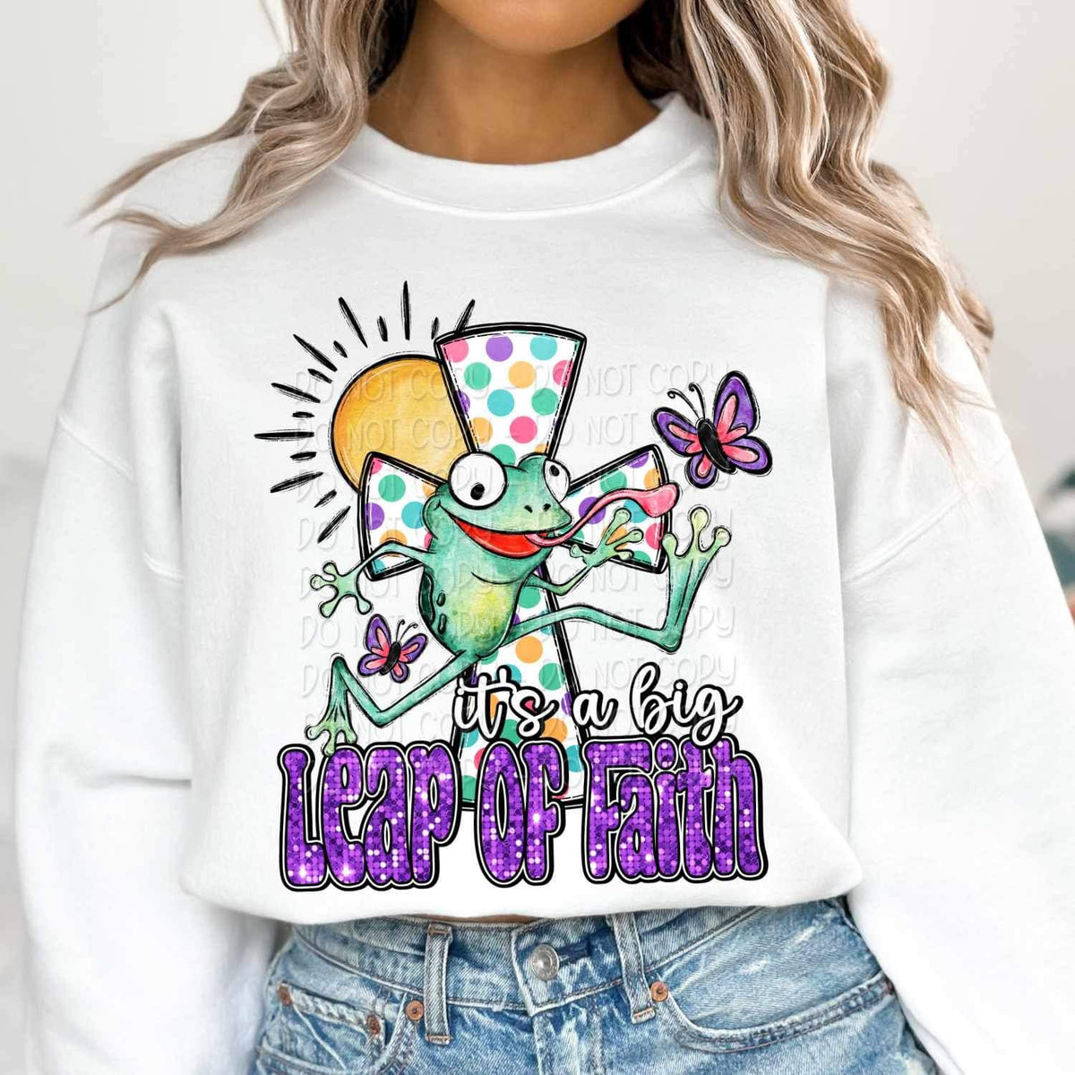 Its a big leap of faith frog and polka dot cross 19804 DTF TRANSFER