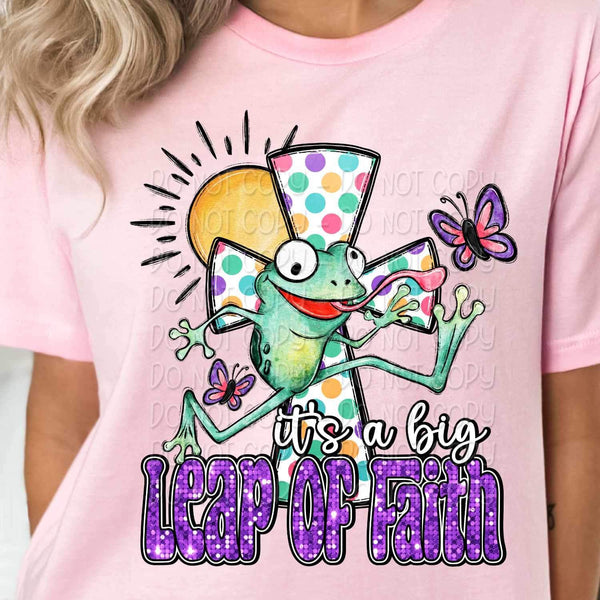 Its a big leap of faith frog and polka dot cross 19804 DTF TRANSFER