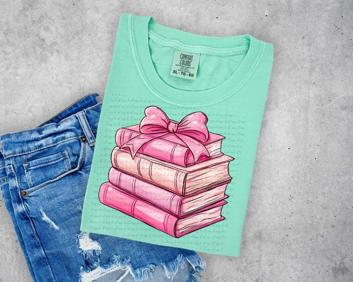 Pink Books Pink Bow 13861 DTF transfer
