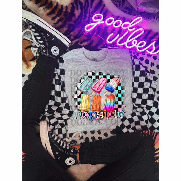 Popsicle obsessed checkered border (WSD) 29090 DTF transfer