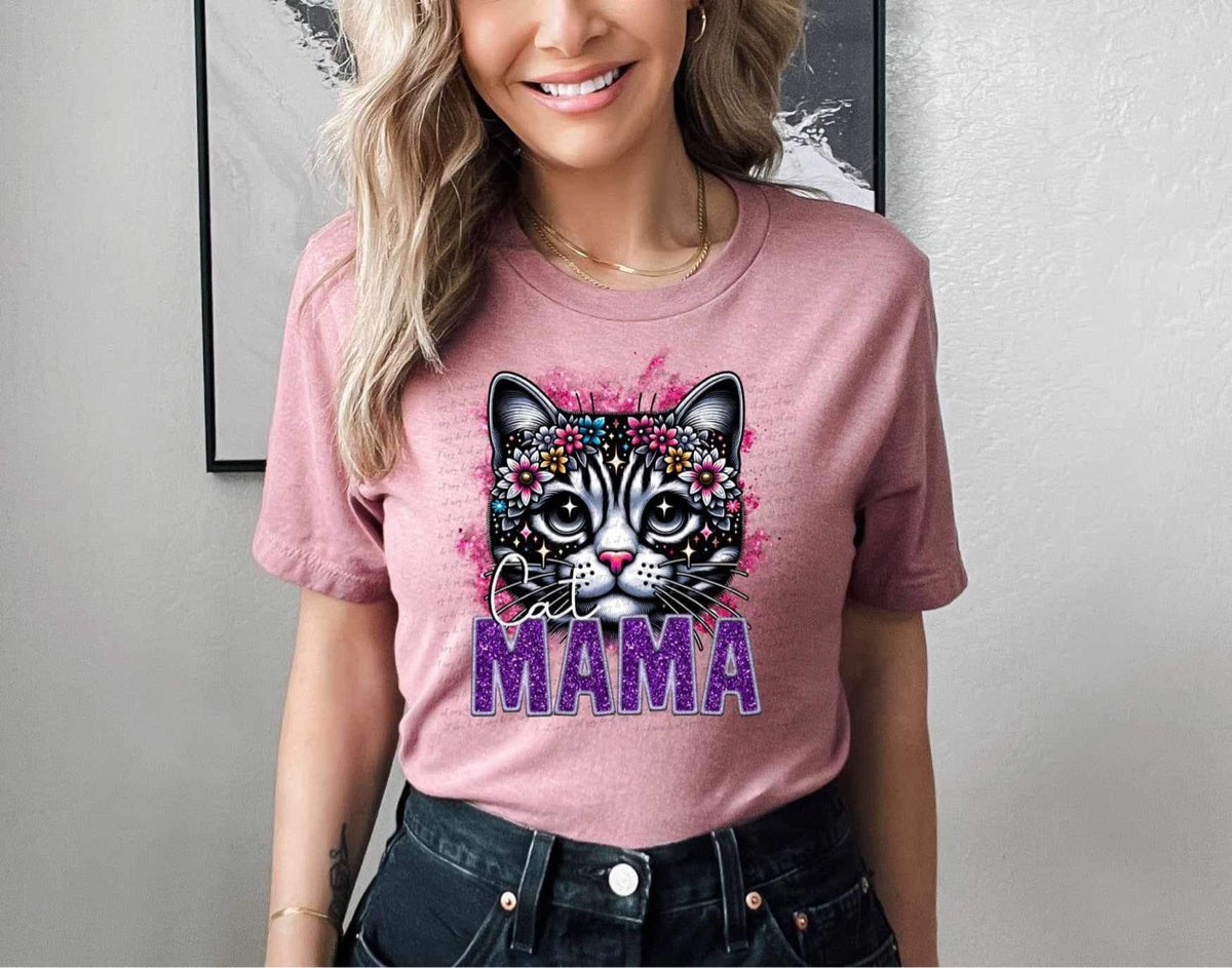 Black and white cat mama 13867 DTF transfer