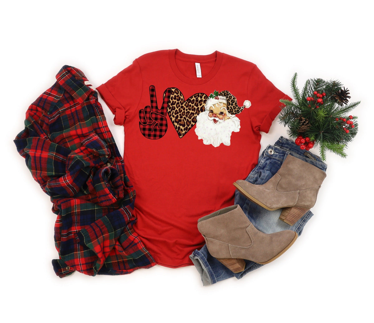 Peace love Santa leopard heart 60800 DTF transfer