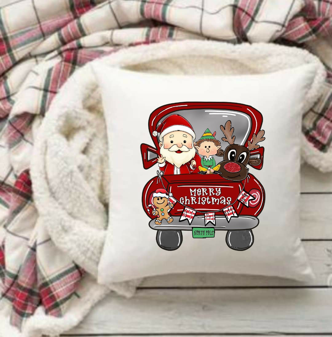 Merry Christmas red truck 60805 DTF transfer