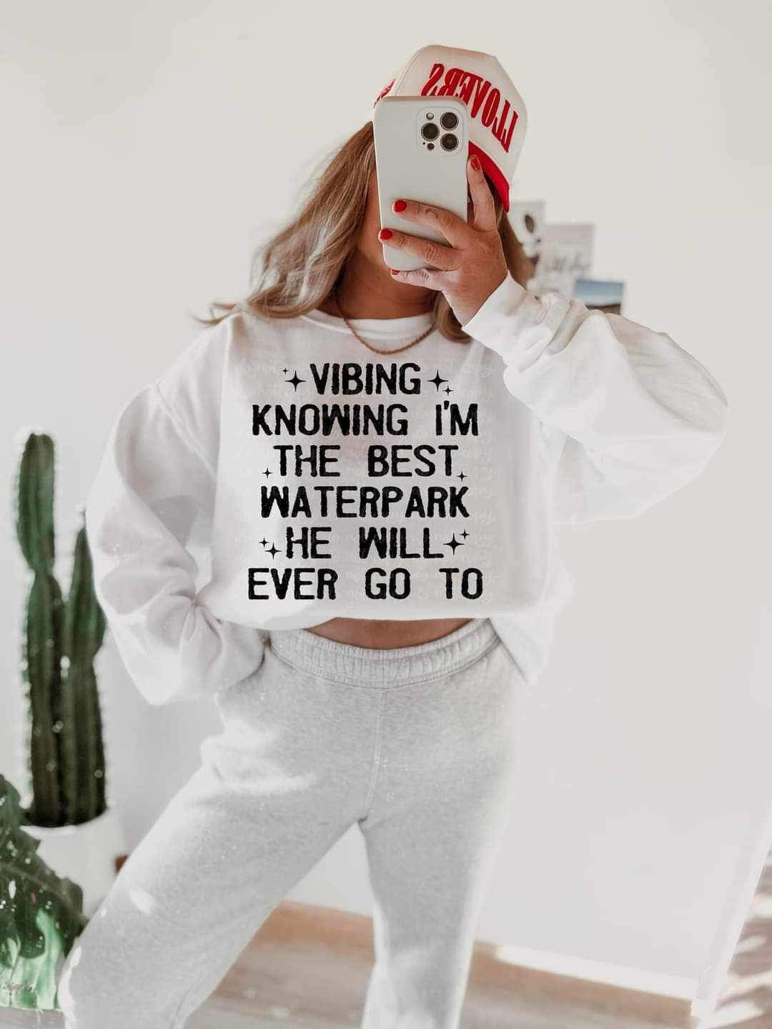 Vibing knowing im the best waterpark he will ever go to BLACK 19853 DTF TRANSFER