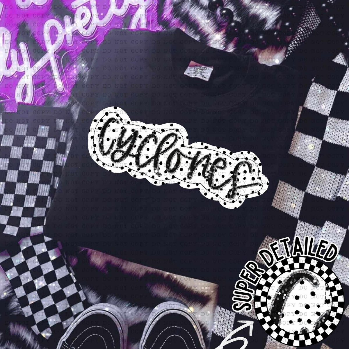 Cyclones polka dot background (echt) 29155 DTF transfer