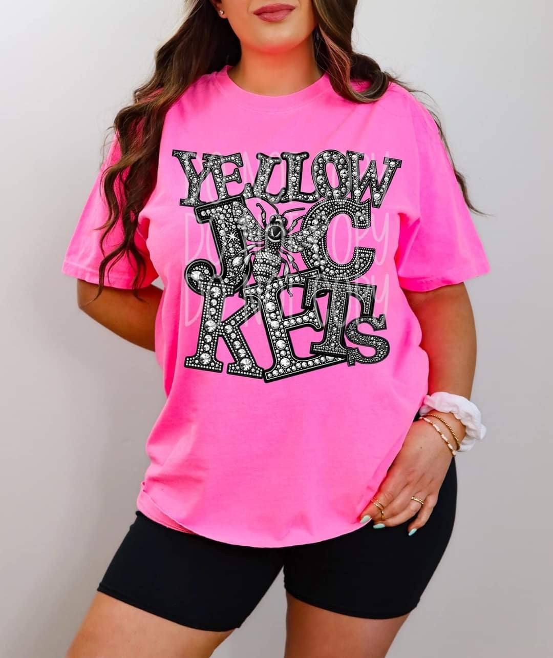 Yellow jackets rhinestones 39388 DTF transfer