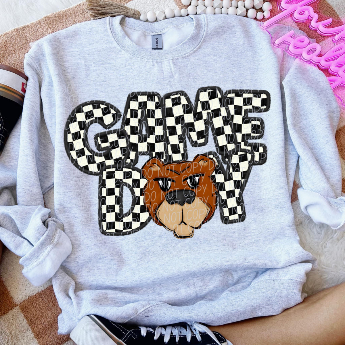 Game day bear checkered (CITY) 91321 DTF transfer