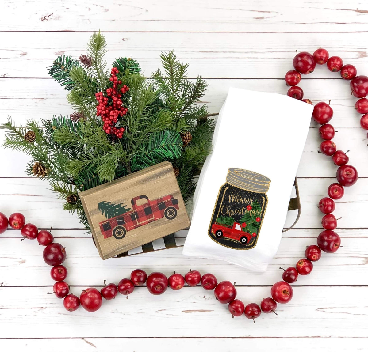 Merry Christmas truck mason jar 60847 DTF transfer