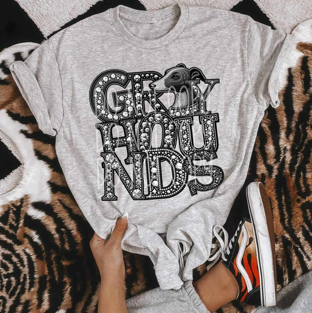 Grey hounds rhinestones 39381 DTF transfer