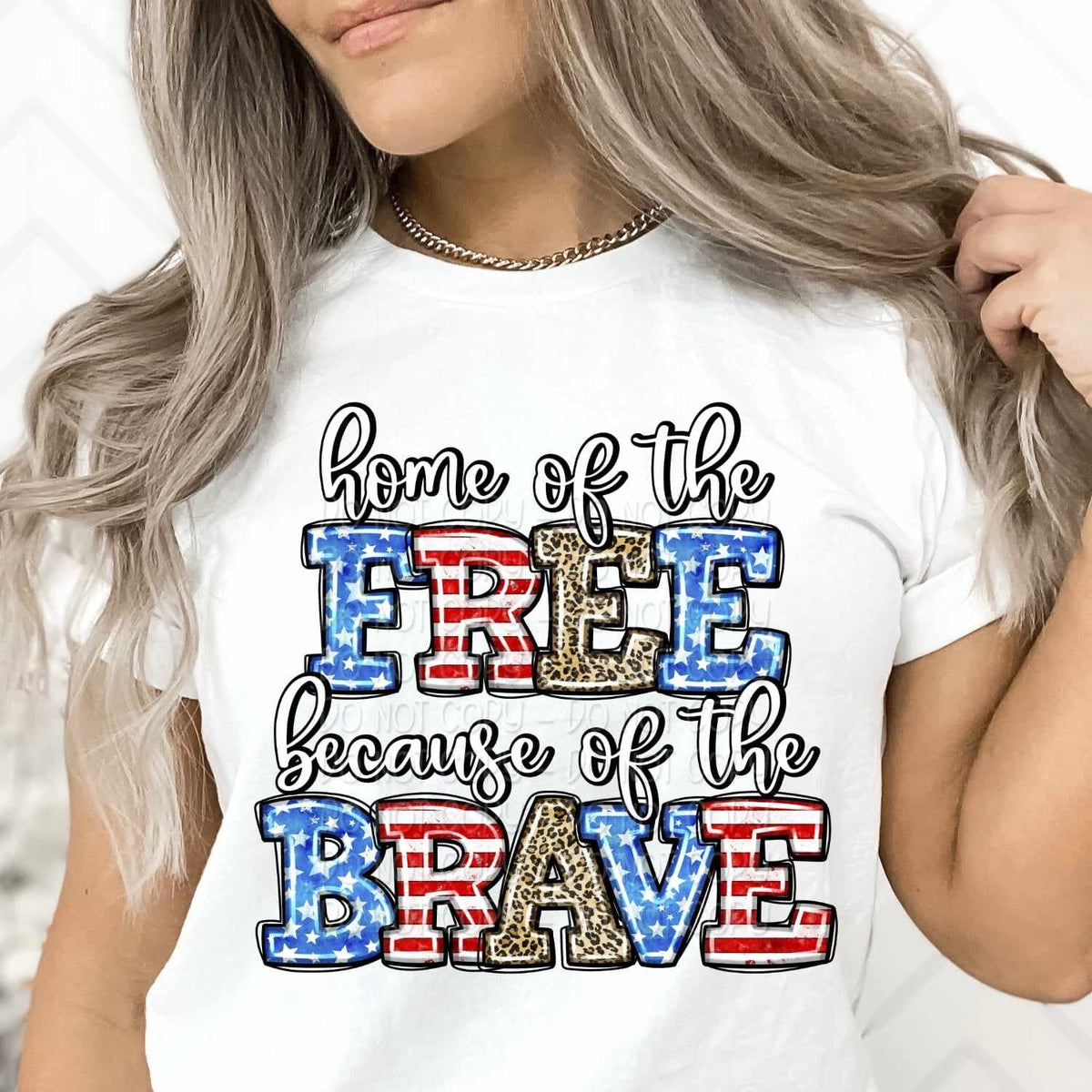 Home of the free because of the brave patriotic patterned 29177 DTF transfer