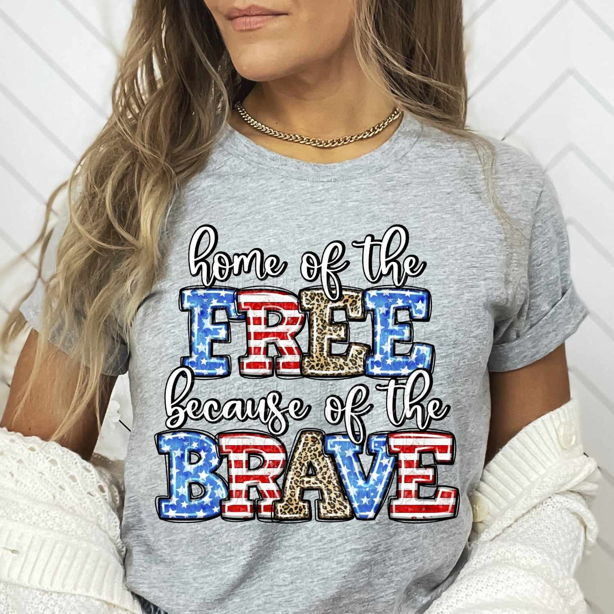 Home of the free because of the brave patriotic patterned 29177 DTF transfer