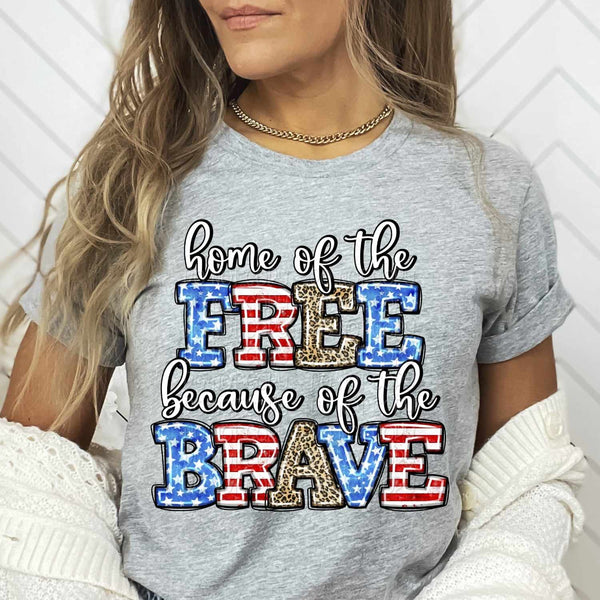 Home of the free because of the brave patriotic patterned 29177 DTF transfer