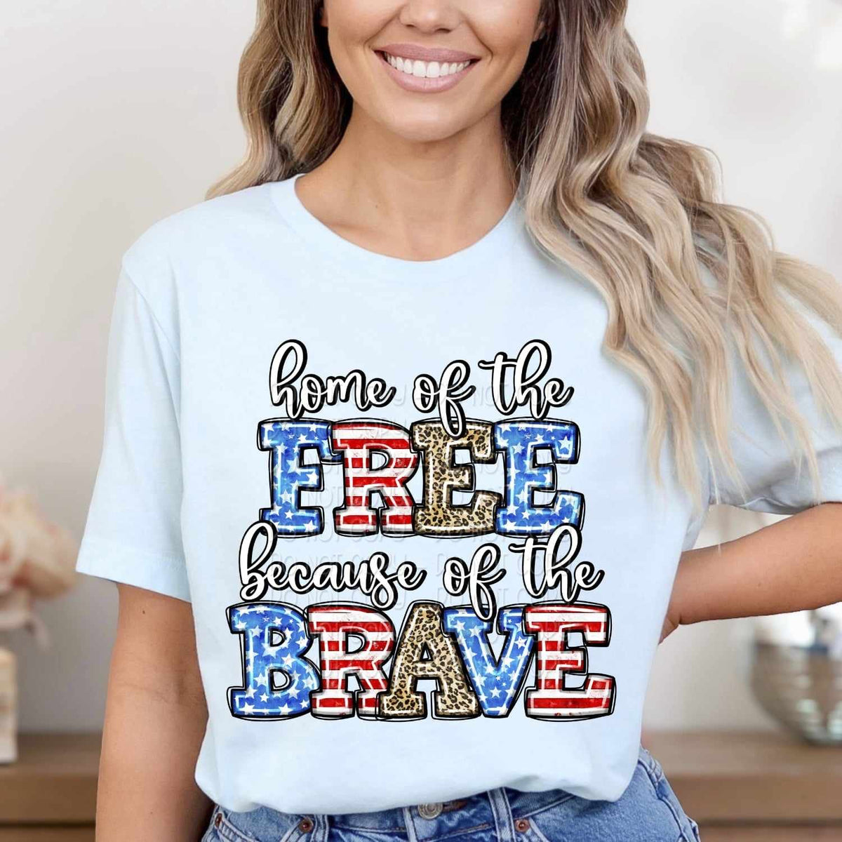 Home of the free because of the brave patriotic patterned 29177 DTF transfer