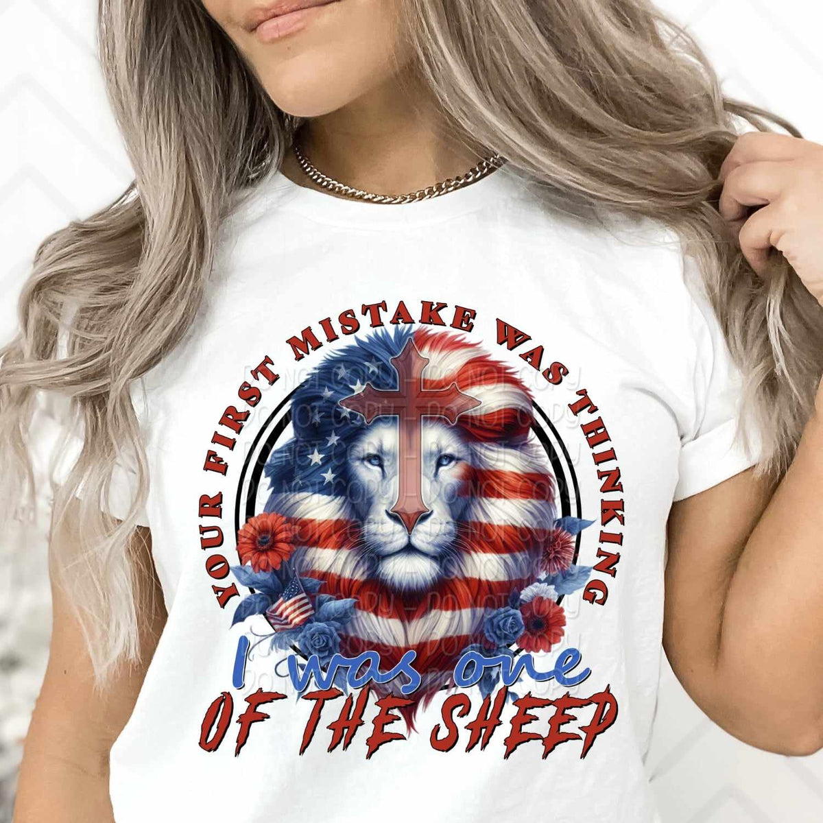 Your first mistake was thinking i was one of the sheep Patriotic lion 29205 DTF transfer