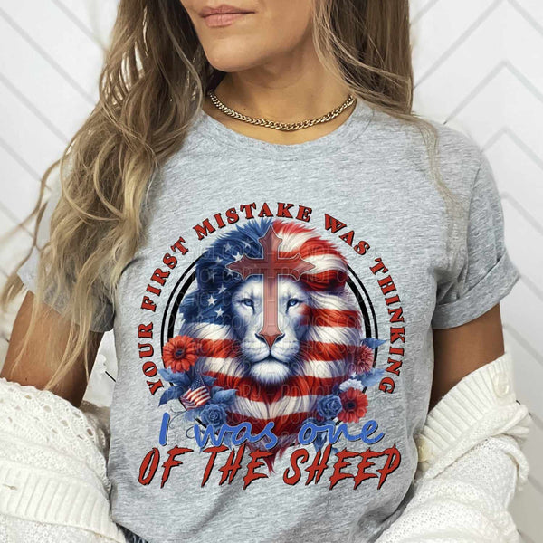 Your first mistake was thinking i was one of the sheep Patriotic lion 29205 DTF transfer