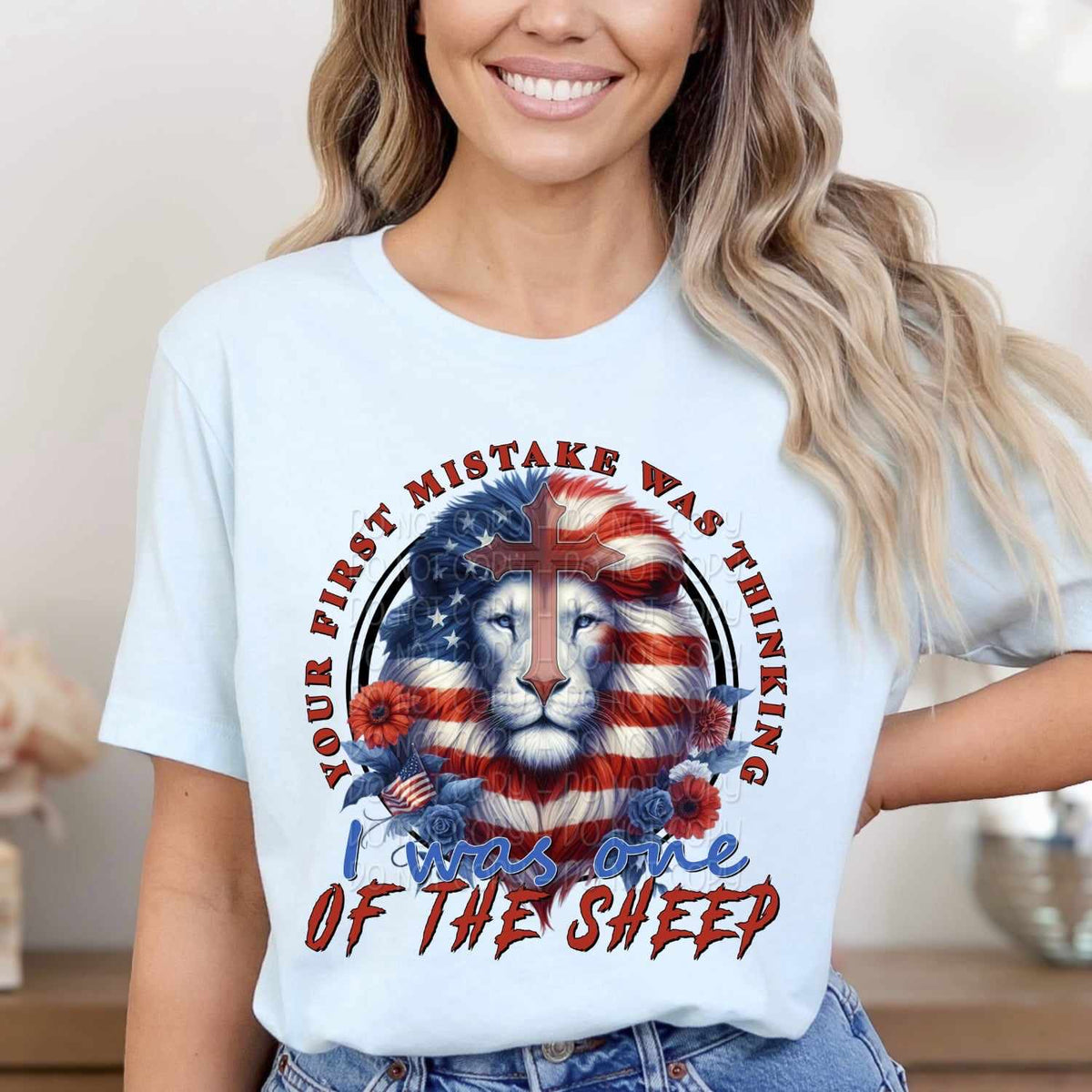 Your first mistake was thinking i was one of the sheep Patriotic lion 29205 DTF transfer
