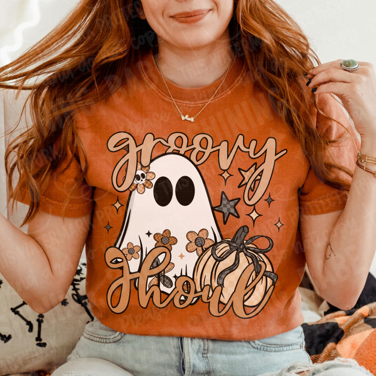 Groovy Ghoul flower ghost (two peas)113146 DTF transfer