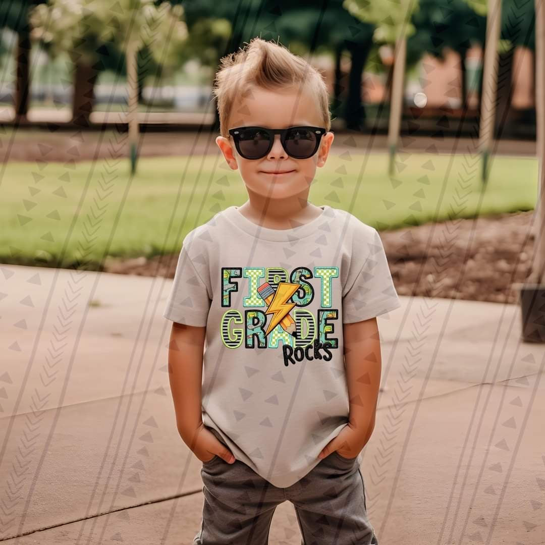 First grade rocks embroidery BOY 39445 DTF transfer