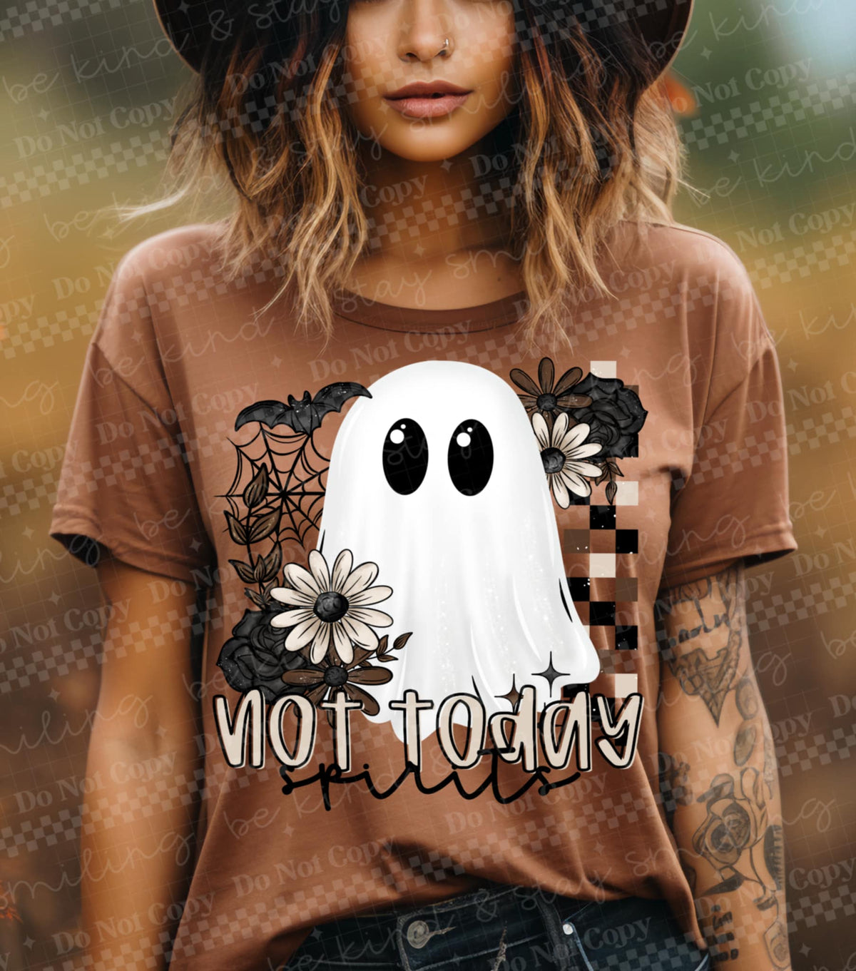 Not Today Spirits ghost (two peas) DTF transfer