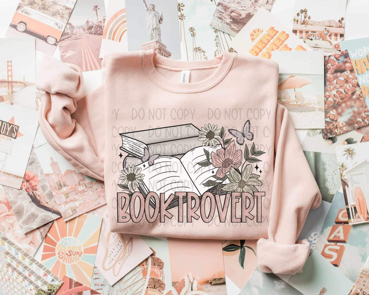Booktrovert open book and flowers 19937 DTF TRANSFER
