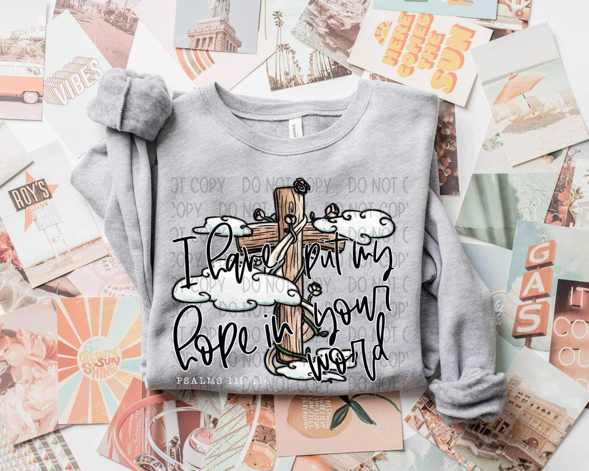 I have put my hope in your worr wooden cross 19792 DTF TRANSFER