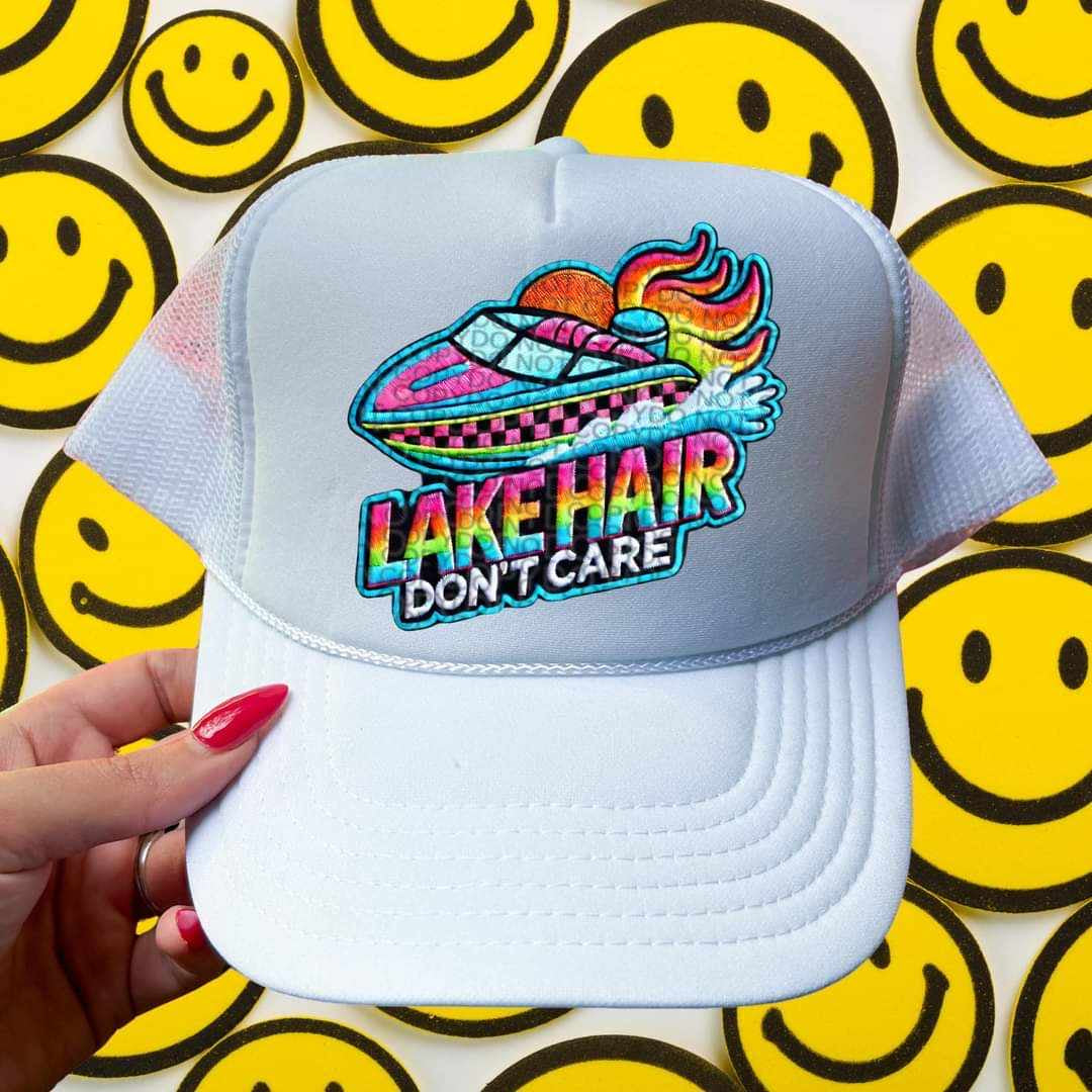 Lake bum pink checkered boat embroidery (HW) 39479 DTF transfer