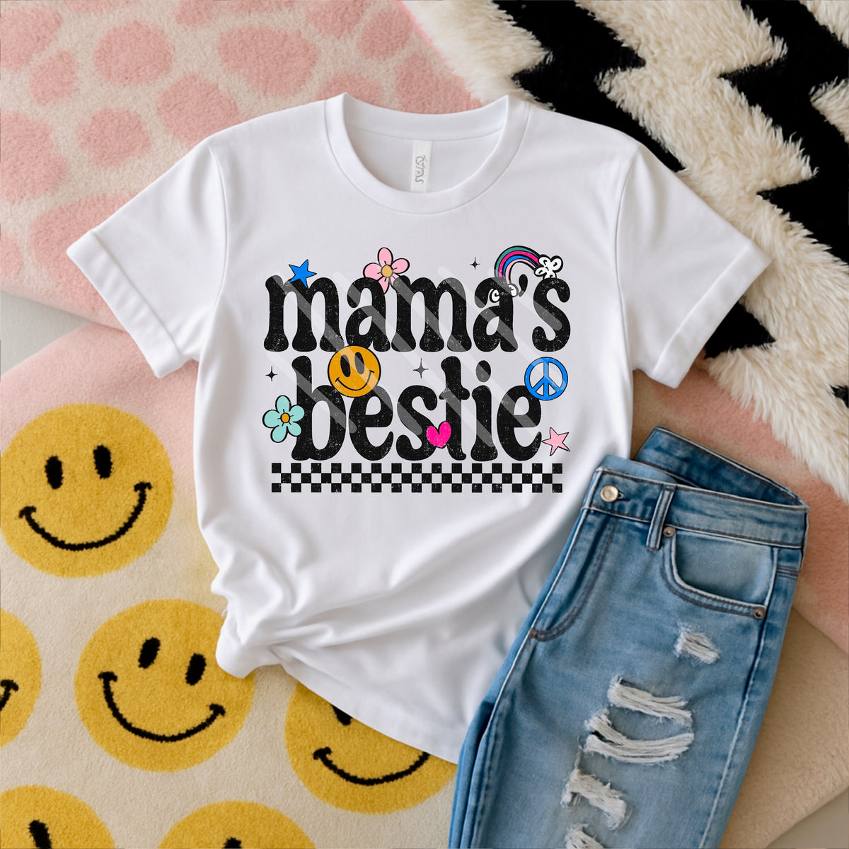 Mamas Bestie peace and rainbow (scarlow) 114365 DTF transfer