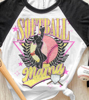 Softball mama yellow font (AG) 29221 DTF transfer