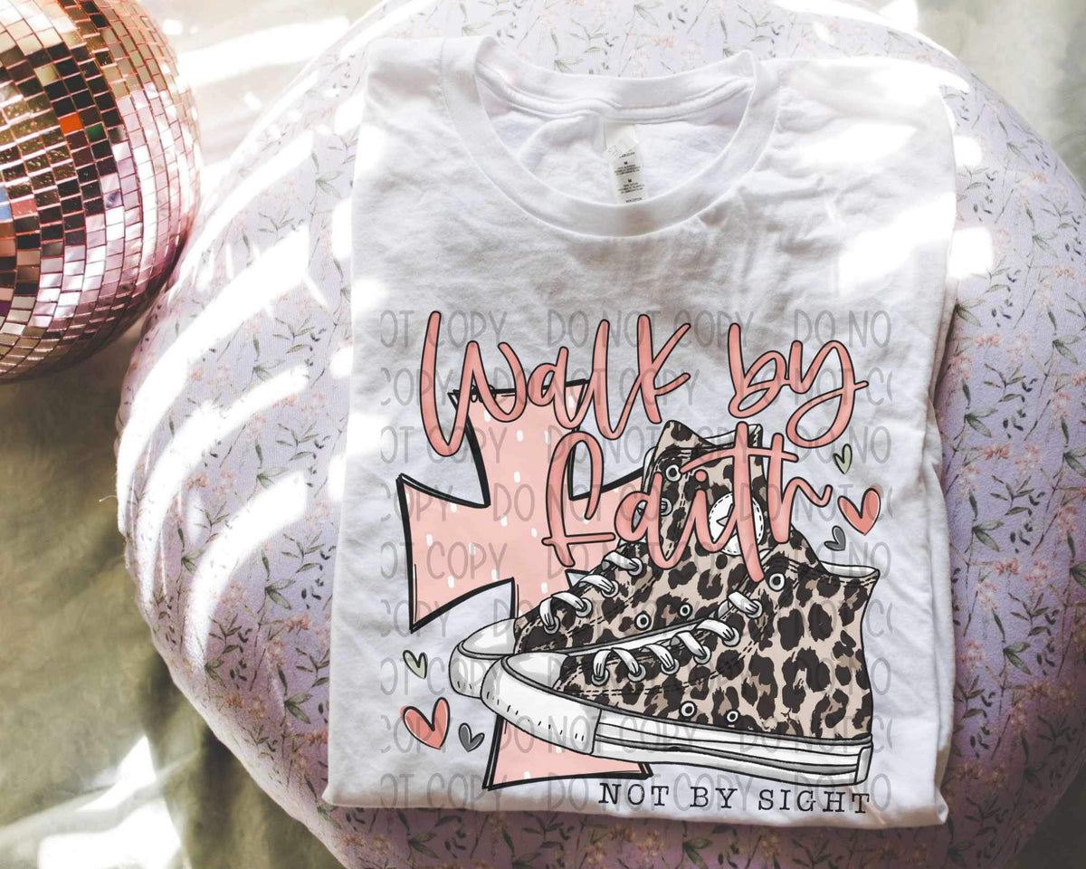 Walk by faith not by sight leopard sneakers 19794 DTF TRANSFER