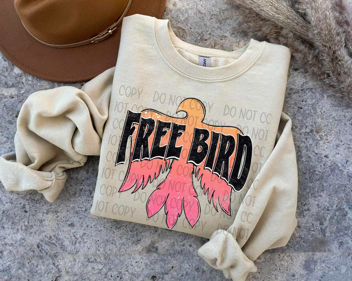 Free bird orange and pink 19952 DTF TRANSFER