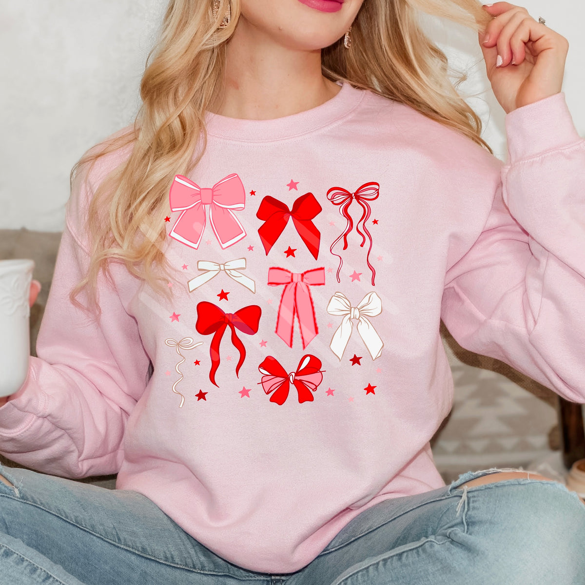 Pink and red bows collage (scarlow) 114356 DTF transfer