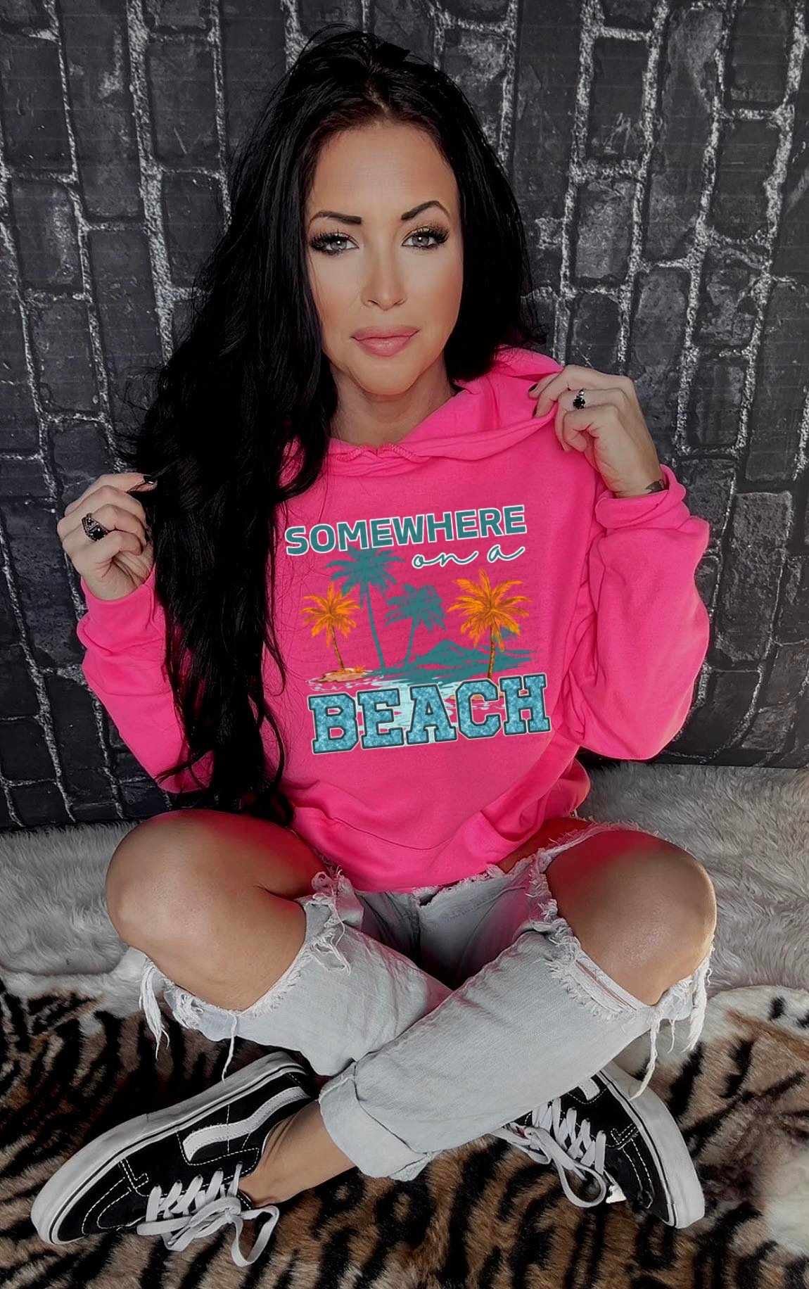 Somewhere on a beach yellow and blue 29265 DTF transfer