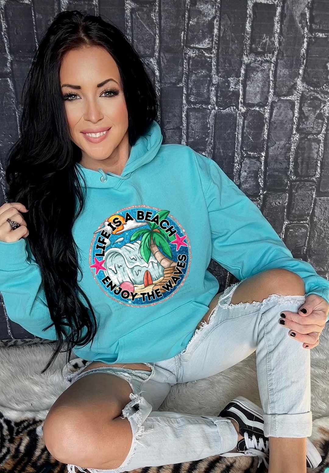 Life is a beach enjoy the waves circle 29264 DTF transfer