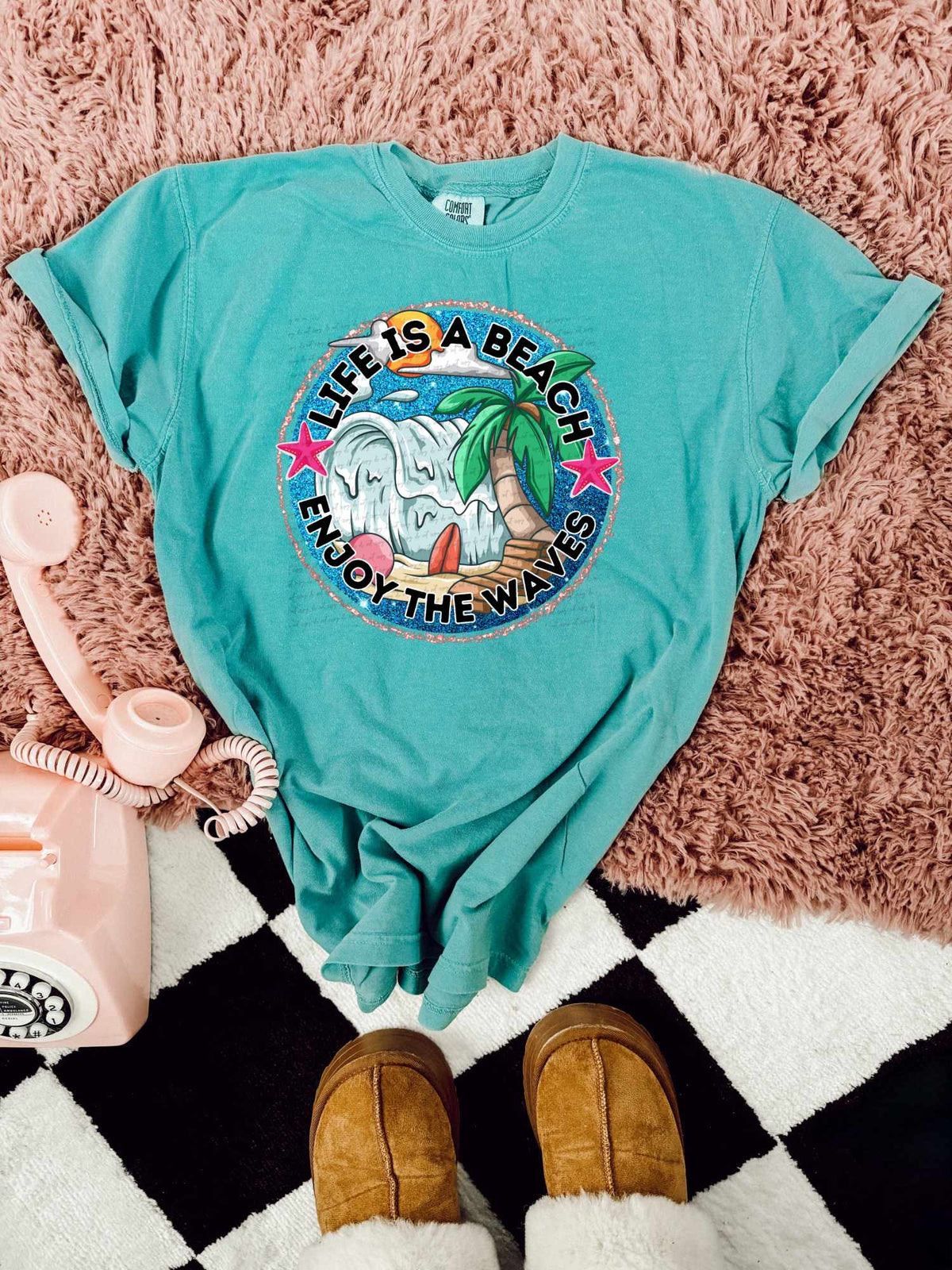 Life is a beach enjoy the waves circle 29264 DTF transfer