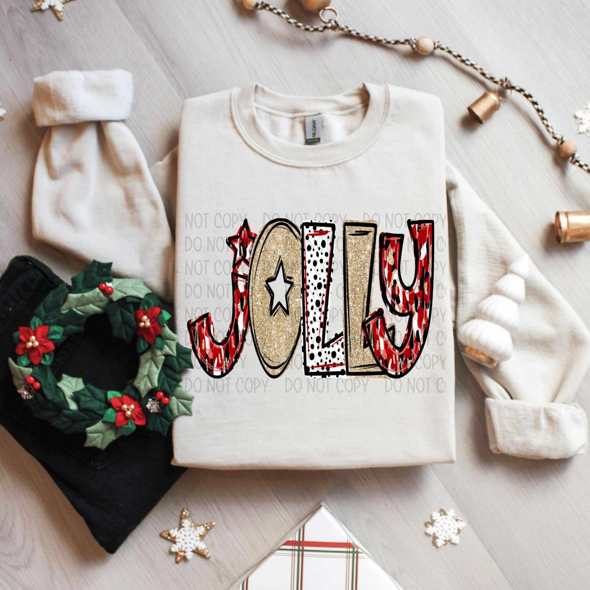 Jolly red and gold (SW) 60970 DTF transfer