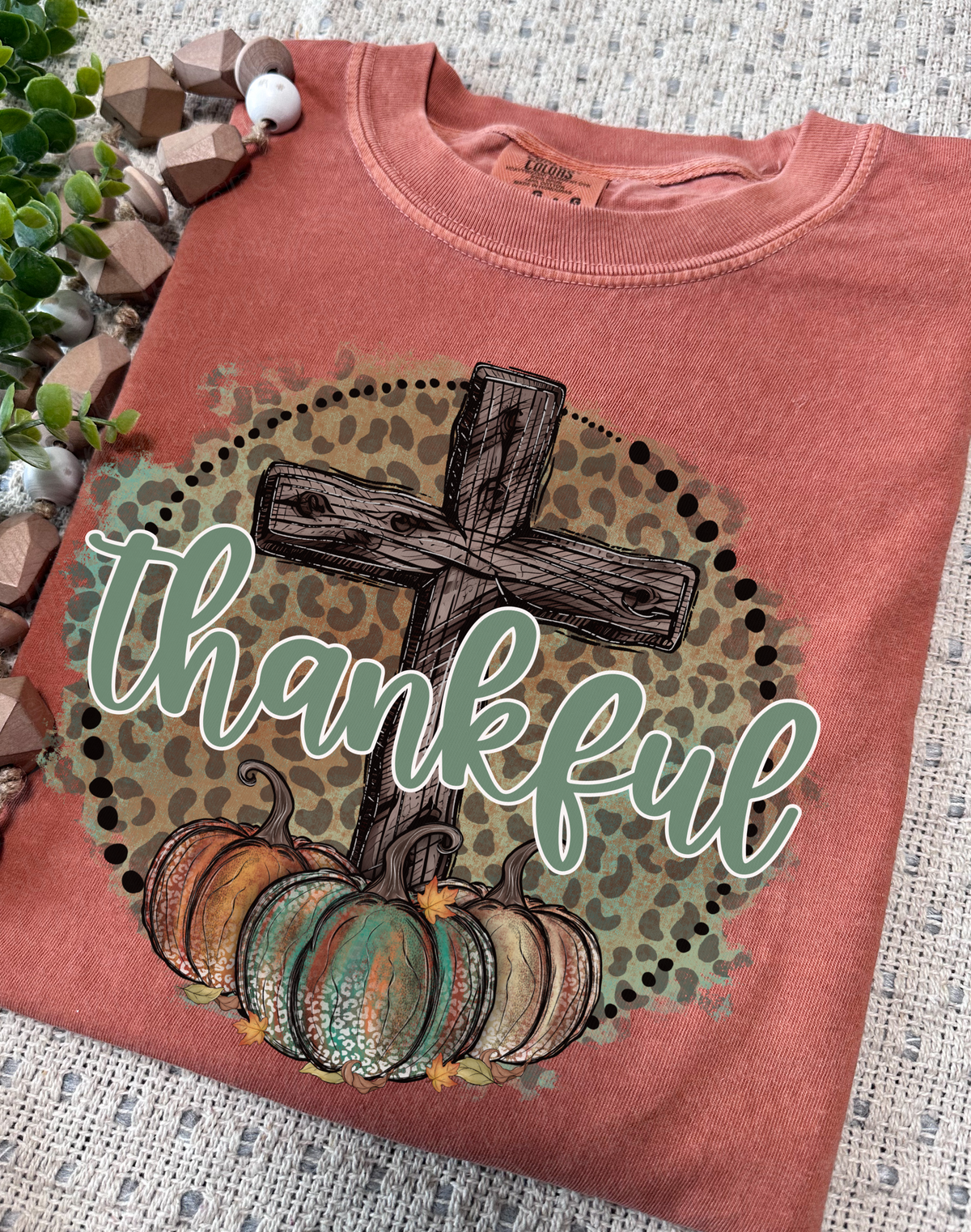 Thankful leopard circle tie dye pumpkin trio DTF TRANSFER