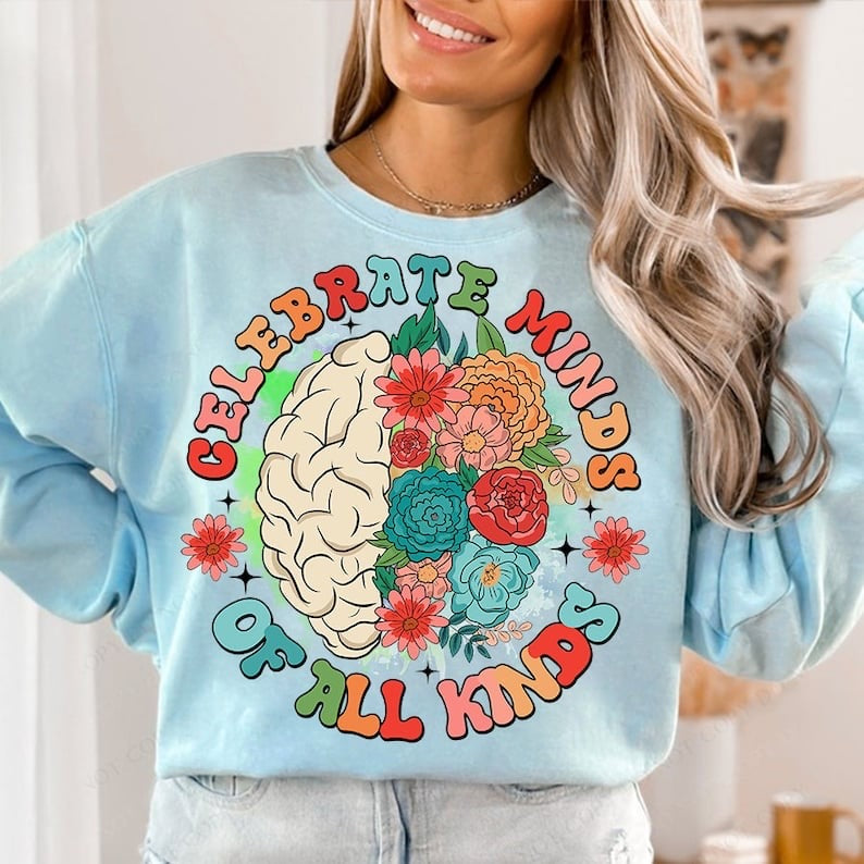 Celebrate minds of all kinds brain 29315 DTF transfer