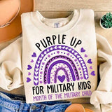 Purple up for military kids rainbow BLACK DOODLES 29312 DTF transfer