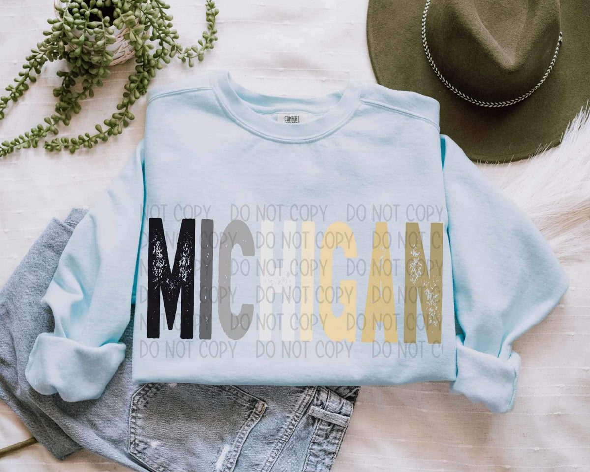 Michigan black and gold 19989 DTF TRANSFER