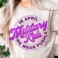 In april we wear purple welcome our military kids 29313 DTF transfer