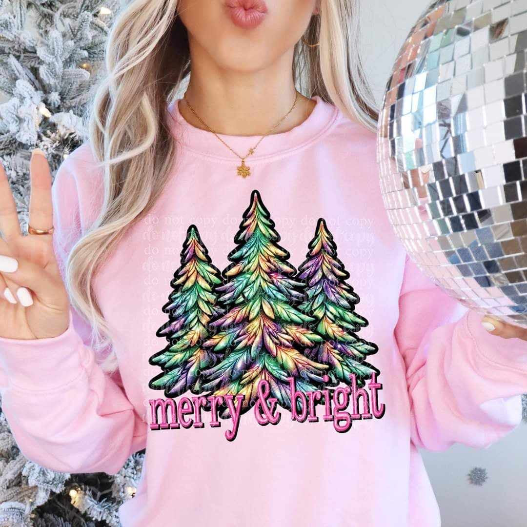 Merry & bright trio trees (TTD) 62035 DTF transfer