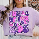 Purple up for military kids white dots 29311 DTF transfer