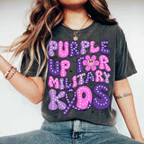 Purple up for military kids white dots 29311 DTF transfer