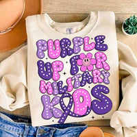 Purple up for military kids white dots 29311 DTF transfer