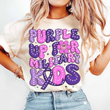 Purple up for military kids white dots 29311 DTF transfer