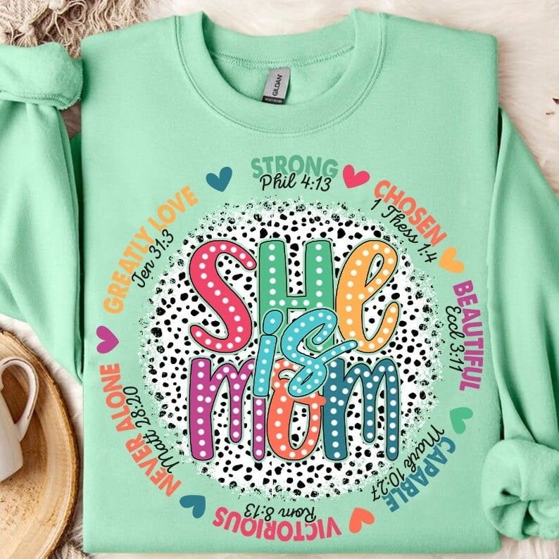 She is mom circle with dotted background 29296 DTF transfer