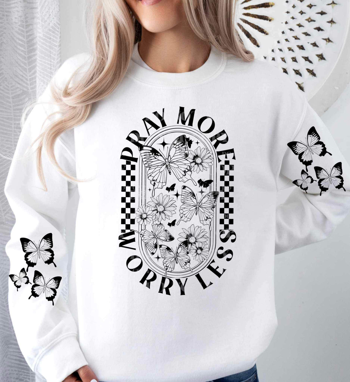 Pray more worry less BLACK FRONT 20020 DTF Transfer