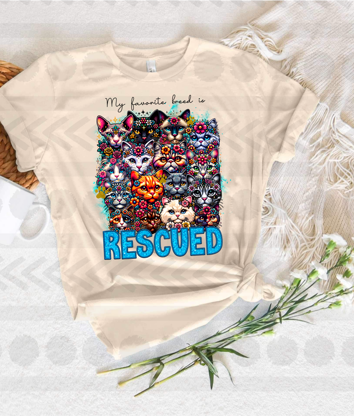 My Favorite Breed is Rescued (cats) DTF transfer 13961