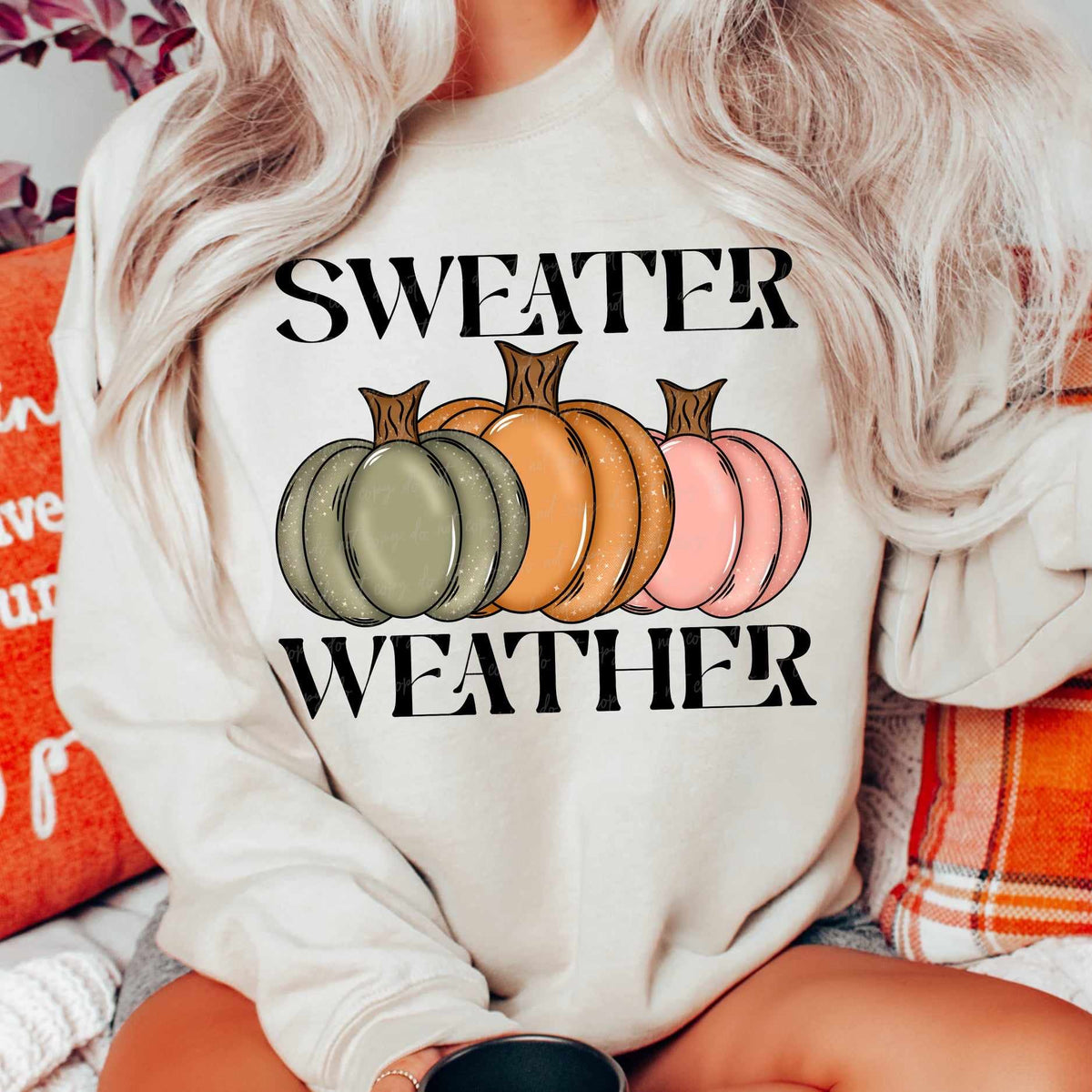 Sweater weather green orange pink pumpkins (VIRGO) 39691 DTF transfer