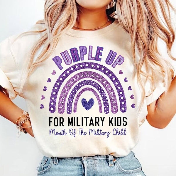 Purple up for military kids rainbow 29310 DTF transfer